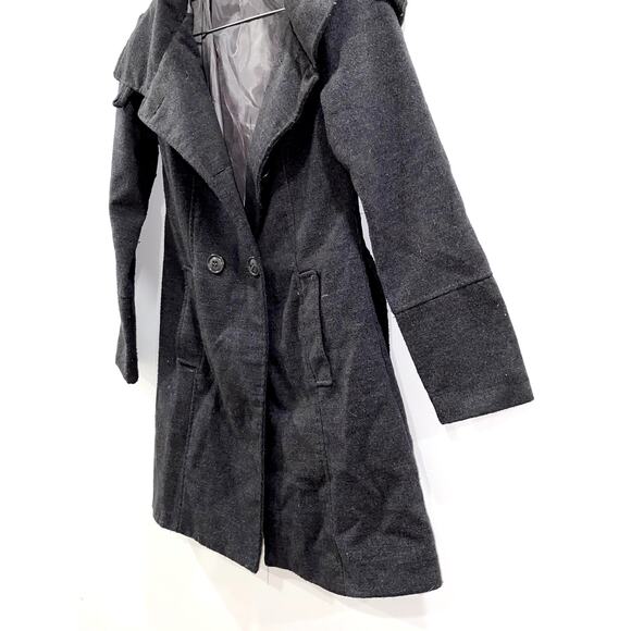 LOLA long gray peacoat trench coat Size S - Picture 3 of 11